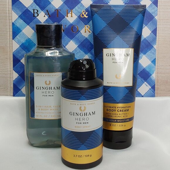 BATH & BODY WORKS 'GINGHAM HERO' 3-PIECE GIFT SET BODY WASH, LOTION & SPRAY MIS - Picture 13 of 16